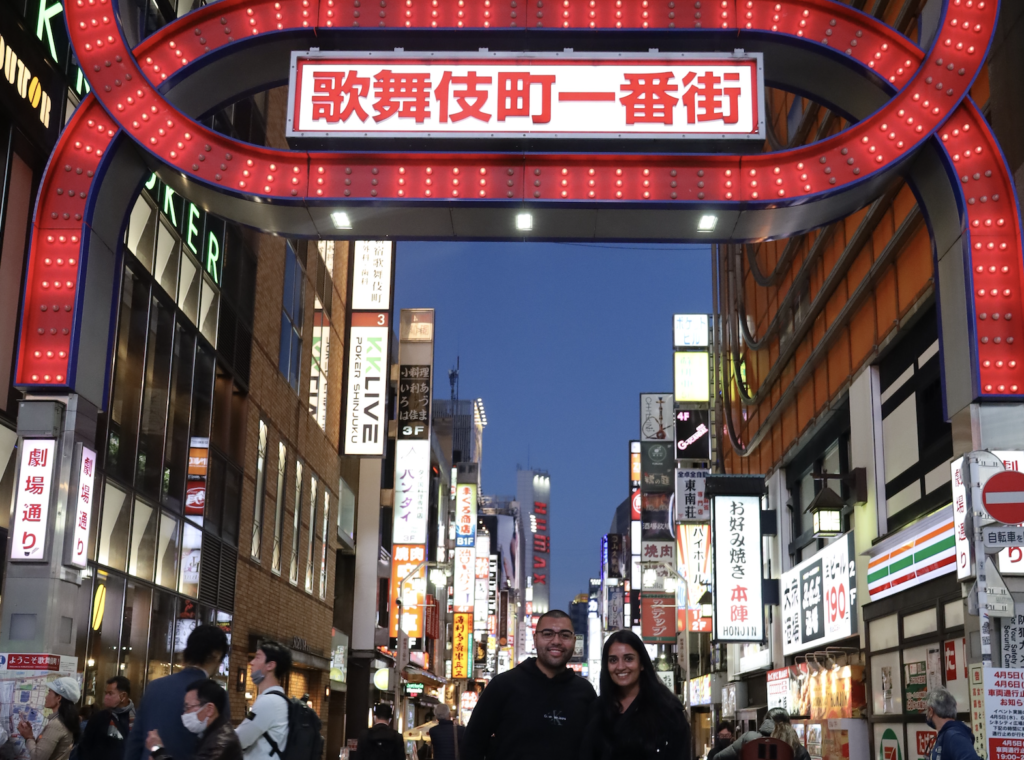 Explore Shinjuku Like A Local: A Happy Flip Japan Guide 1-Day Tokyo Tour Customer at Kabukicho (Photo by Flip Japan Guide)