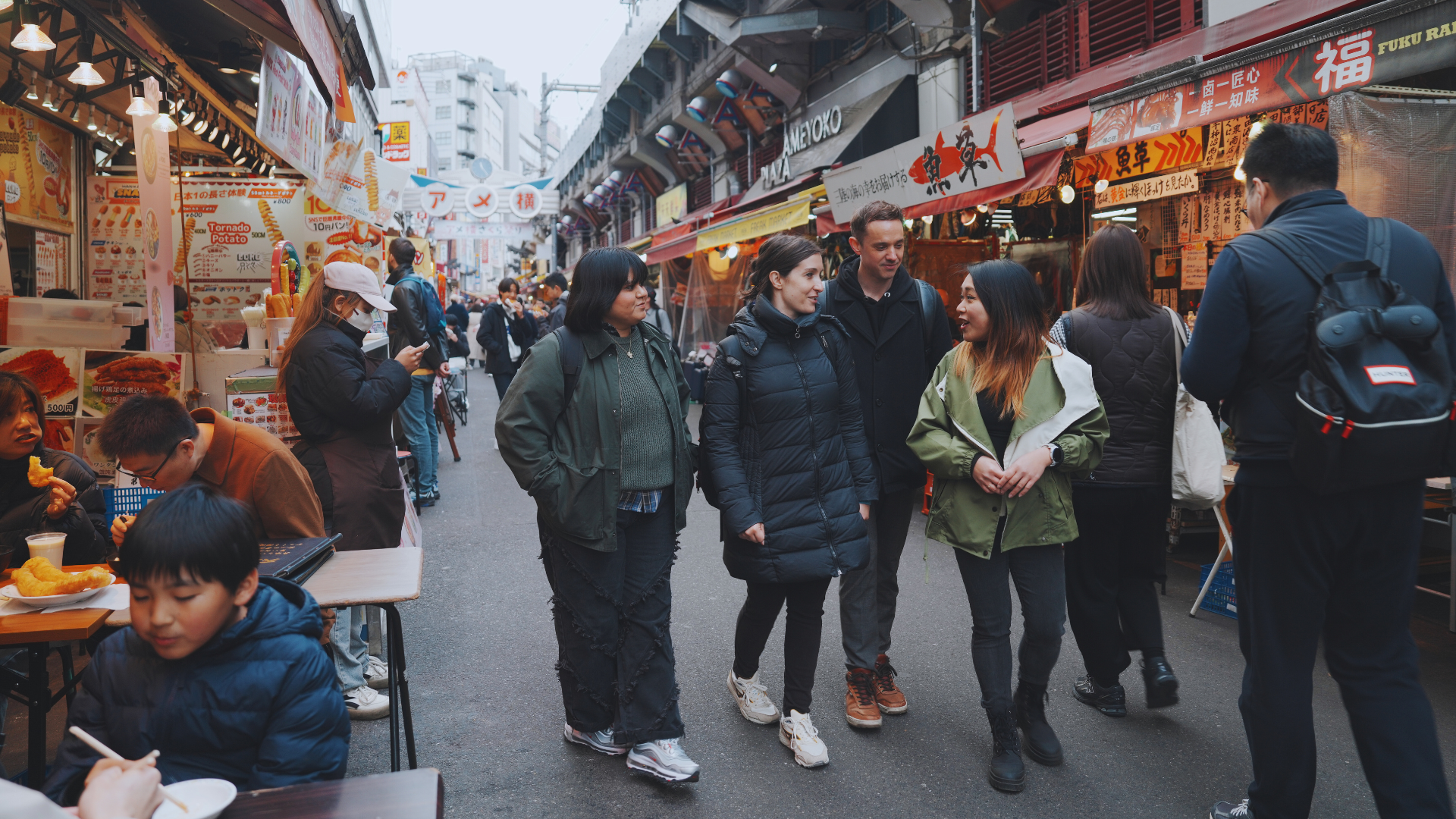 Flip Japan photo of a woman on a solo Japan trip taking a group tour of Tokyo