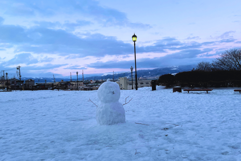 Flip Japan photo of a snowman during winter in Japan