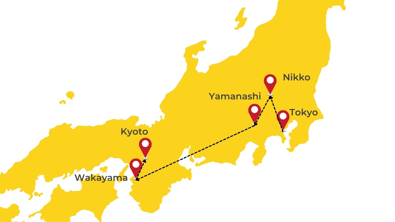 Zen Themed Tour Sakura and Snow Monkey Group Trip Map (with Atami)