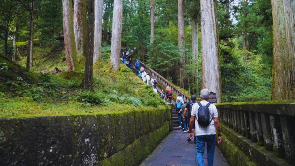 Flip Japan photo of the stairs leading to Tokugawa Mausoleum at the Toshogu Shrine in Nikko