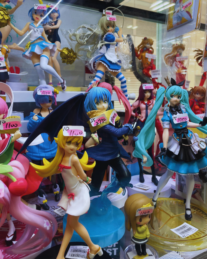 Flip Japan photo of figurines in Akihabara Tokyo souvenirs shopping