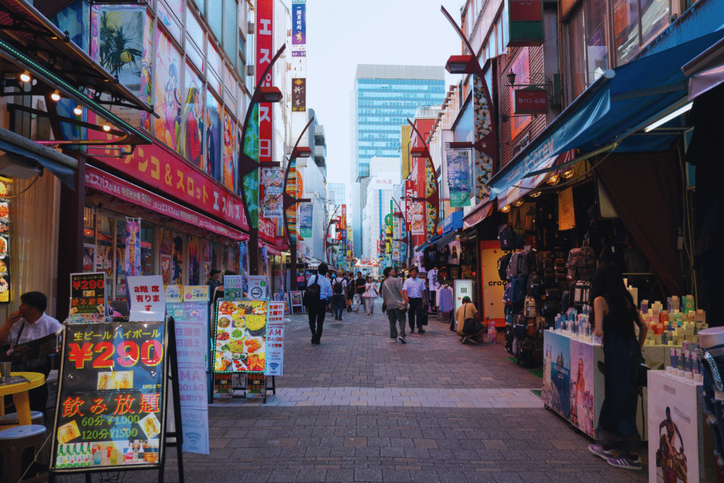 Flip Japan photo of Ameyoko shoping street in Ueno tokyo souvenirs shopping