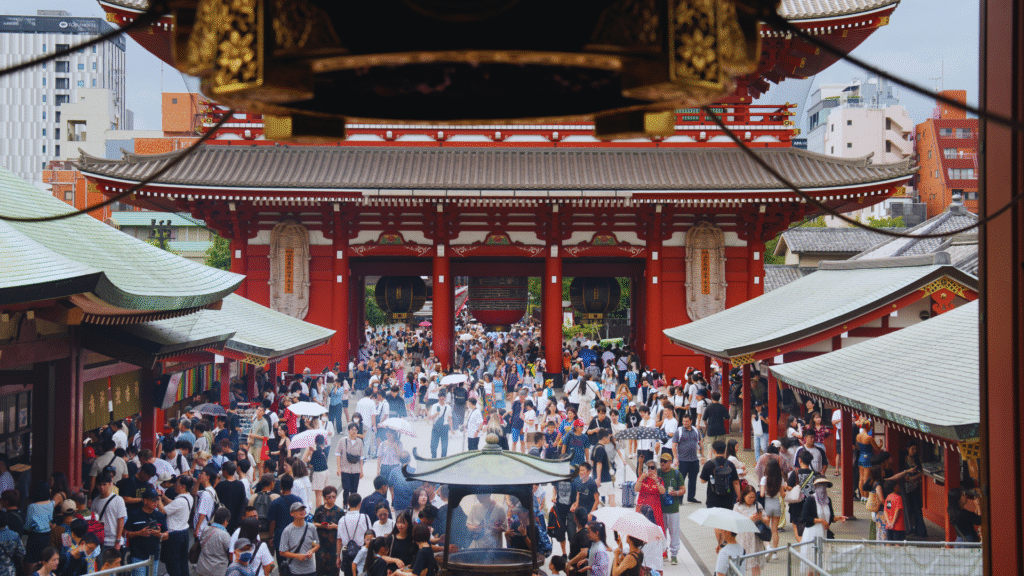 Flip Japan photo of Nakamise shopping street from Demon Slayer, an anime place in real life