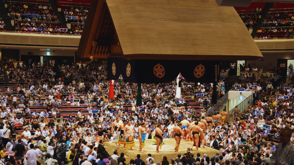 Flip Japan photo of a sumo tournament, part of pop culture in Japan