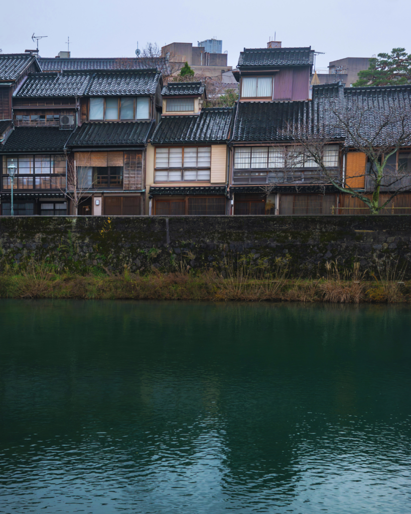 Photo of the riverside buildings in Kazuemachi, Kanazawa