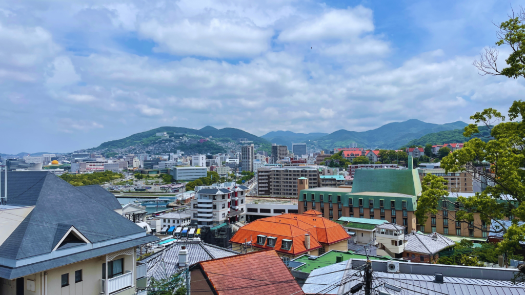 Flip Japan photo of the cityscape views of Nagasaki from Glover Gardens