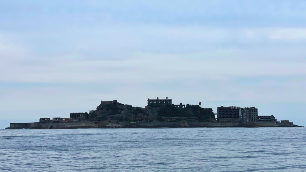Flip Japan photo of the view of Gunanjima island from a ferry