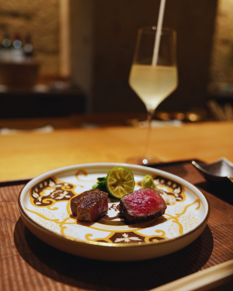 Flip Japan photo of a steak dinner at Matoi Ginza forvalentine's day in tokyo