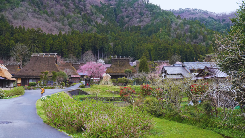 Flip Japan photo of the thatched-roofed farmhouses in Miyama