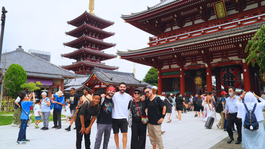 Flip Japan photo of a tour group visiting senso ji in Tokyo for their Japan bucket list
