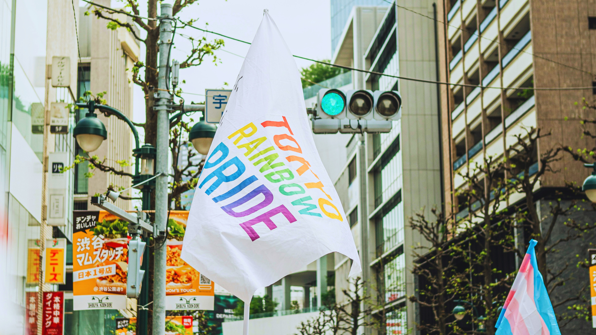 LGBTQIA+ Japan Travel Guide: Is Japan safe for queer people? Photo of a Tokyo Pride flag being waved at Tokyo Pride