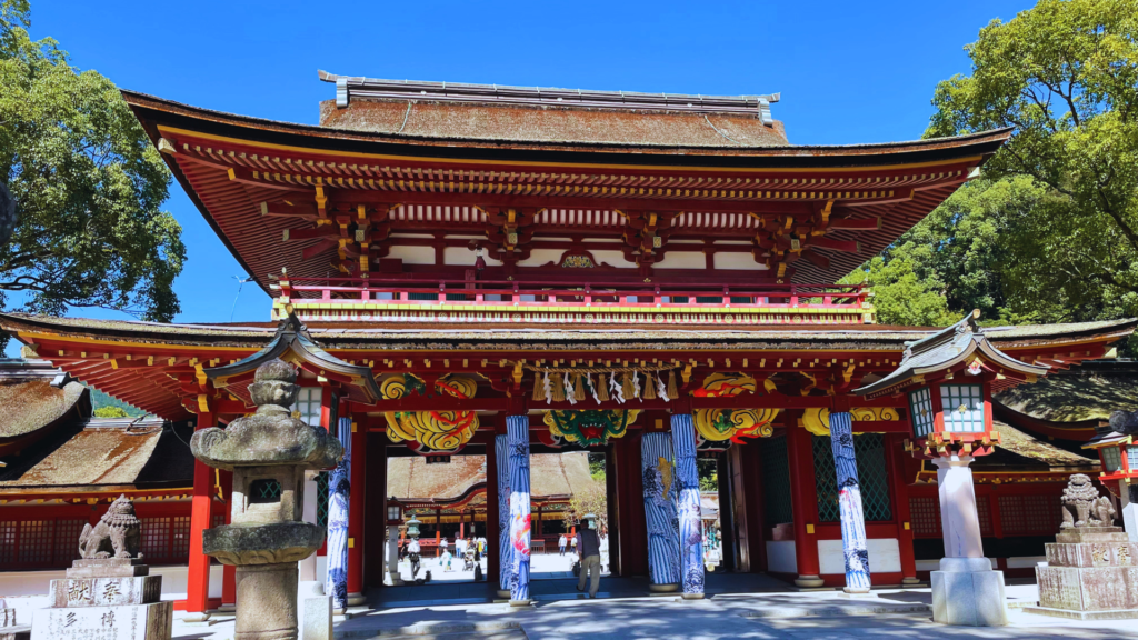 Flip Japan photo of the main hall of Dazaifu Tenmangu shrine on a day trip from Fukuoka